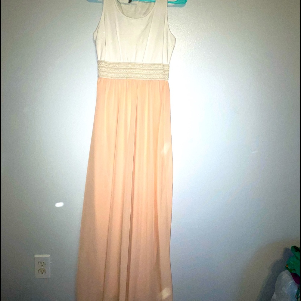 Medium peach and white maxi